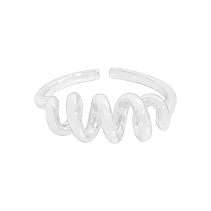 Bague spirale ajustable en argent fin S925 avec un design minimaliste ondulé