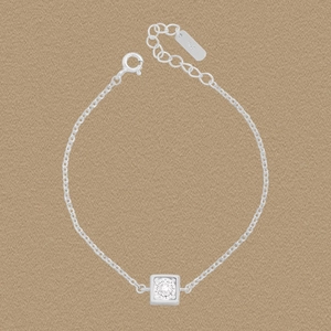 Bracelet en Argent Sterling S925 avec Zirconia Carré Pour Femmes Minimaliste Chaîne Délicate Bijoux Cadeau Mode