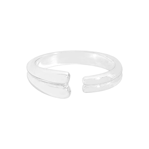 Minimalist S925 sterling silver double-layer water drop open ring with polished finish