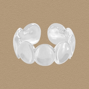 Bague Ovale Concave en Argent Sterling S925 pour Femme Minimaliste Lisse Réglable Ouverte Anneau de Doigt Bijoux Géométriques