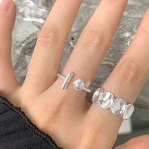 Ensemble de bagues géométriques minimalistes en argent S925 avec disques ovales lisses