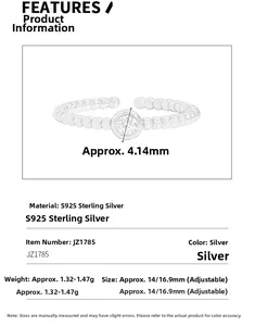 Detailed view of S925 sterling silver ball ring with a 4.14mm round zircon stone