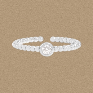 Elegant S925 Sterling Silver Adjustable Open Ring For Women Beaded Bubbles Zirconia Inlaid Minimalist Dainty Fashion Finger Ring Gift