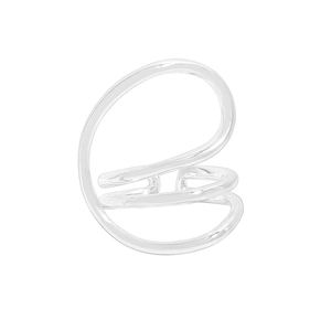 Minimalist S925 sterling silver liquid metal ring with multilayer curved lines