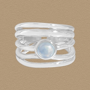 Aquamarine Ring 925 Sterling Silver Minimalist Irregular Line Design Adjustable Open Finger Ring Jewelry For Women Gift
