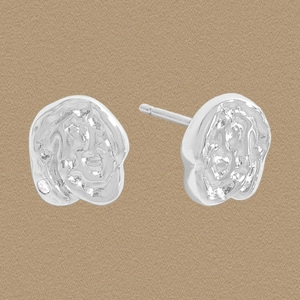 Irregular Lava Texture Stud Earrings 925 Sterling Silver Minimalist Organic Design For Women