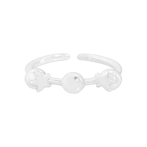 S925 Sterling Silver open ring featuring minimalist star and bead design on white background