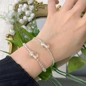 Bracelet élastique en cristal naturel transparent et perles en argent S925 pour femme