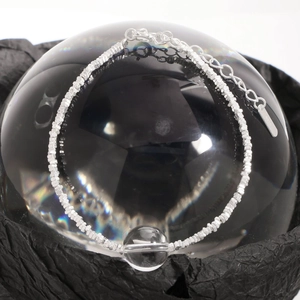 Bracelet S925 argent sterling avec cristal naturel, perles irrégulières et chaîne d'extension