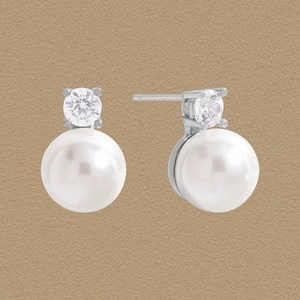 Elegante Künstliche Perle Zirkonia Ohrstecker Mit 925 Sterling Silber Stift Einfache High-End Koreanischen Stil Damen Schmuck