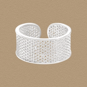 Anello a Nido d'Ape in Argento Sterling 925 per Donna Maglia Traforata Anello Aperto Regolabile Geometrico Gioielli Minimalisti Stile Coreano