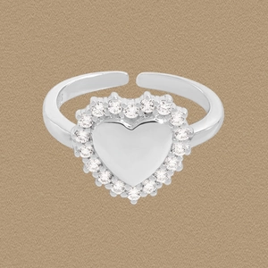 Bague Coeur en Argent Sterling S925 pour Femme Minimaliste Ouverte Ajustable avec Strass Incrusté Bague de Doigt en Forme de Coeur Bijoux Cadeau