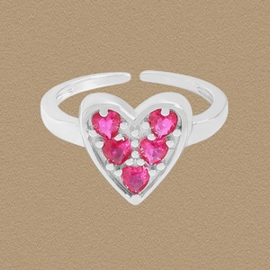 S925 Sterling Silver Heart Ring Rose Red Zirconia Korean Fashion Adjustable Open Finger Ring Jewelry For Women Romantic Gift