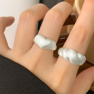 Anelli in argento sterling S925 a nodo di cuore e corda intrecciata opaca spazzolata