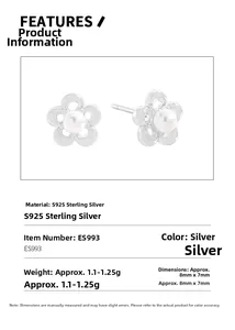 Macro detail of S925 sterling silver hollow flower earrings with white pearls