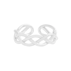 Adjustable S925 sterling silver ring with minimalist multi-layer woven hollow design