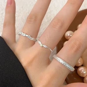 Three-piece S925 sterling silver twist braided stacking rings set for women