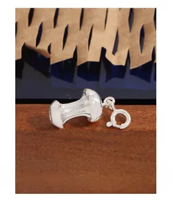 Detailed close-up of S925 sterling silver mushroom pendant with hallmark on the ring clasp
