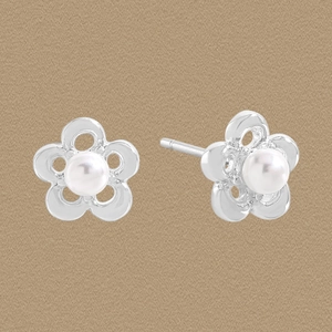 Hollow Flower Stud Earrings With 925 Sterling Silver Earring Post Shell Artificial Pearl Minimalist Elegant Jewelry For Women