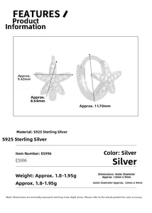 Detailed size specifications and weight for S925 sterling silver starfish earrings