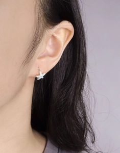 Close-up of S925 sterling silver starfish earrings with micro-paved cubic zirconia