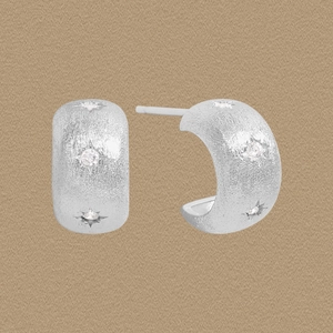 925 Sterling Silver Matte Brushed Star Stud Earrings For Women Rhinestone C-Shaped Earrings Ins Style Minimalist Jewelry