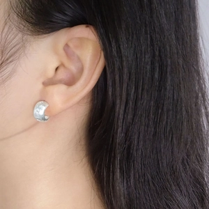 Brushed silver starburst stud earrings for women with S925 sterling silver finish