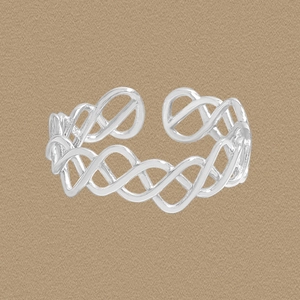 Bague Ouverte en Argent Sterling S925 pour Femmes Ajouré Treillis Irrégulier Géométrique Index Réglable Mode Bijoux Cadeau Bague