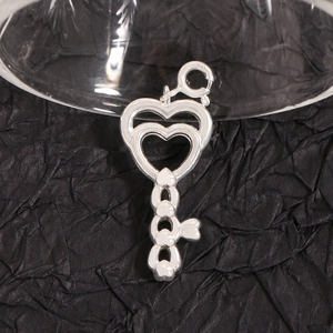 S925 sterling silver heart key pendant with double hollow heart design and 925 engraving