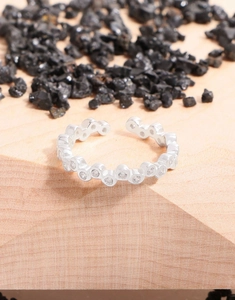 Detailed view of S925 sterling silver ring featuring bubble texture and zircon inlay