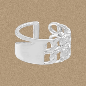 925 Sterling Silver Hollow Patchwork Chain Link Ring For Women Vintage Minimalist Open Adjustable Wide Finger Ring Jewelry