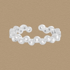 S925 Sterling Silver Zirconia Full Diamond Wave Ring For Women Minimalist Adjustable Open Ring Korean Ins Jewelry
