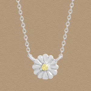 Collana in Argento Sterling S925 a Forma di Margherita Per Donna Pendente in Strass Giallo Elegante Catena Gioielli Regalo
