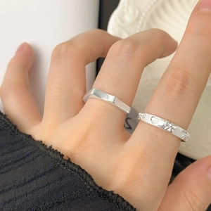 Minimalist S925 sterling silver geometric and heart motif stackable rings for women