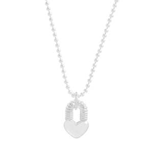 Collier élégant avec pendentif cadenas en forme de cœur en argent S925 et chaîne à billes