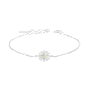 S925 sterling silver daisy bracelet with yellow zircon center on a thin cable chain