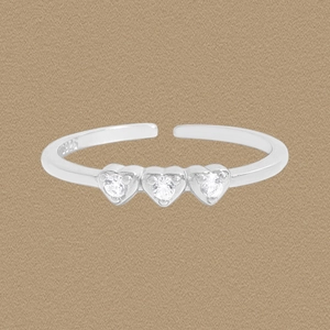 925 Sterling Silver Heart Open Ring For Women Minimalist Adjustable Rhinestone Korean Fashion Heart Dainty Silver Jewelry