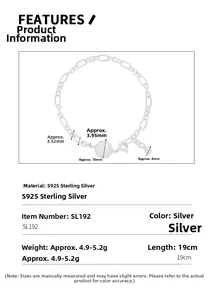 Detailed size and material specifications for this S925 sterling silver bead bracelet