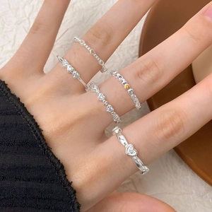 Rainbow heart zircon S925 sterling silver ring set shown worn on model hand