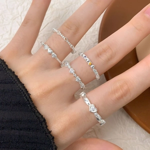 Five-piece S925 sterling silver heart ring set with colorful zircon for women