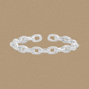 Minimalist S925 Sterling Silver Chain Link Open Ring For Women Korean Style Niche Stackable Adjustable Plain Band Fashion Jewelry