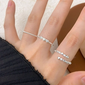Minimalist S925 sterling silver heart rings with cubic zirconia for women on hand