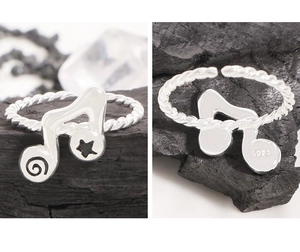 Macro detail of the S925 sterling silver music note ring with twisted band and hallmark