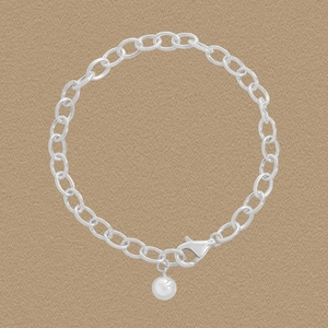 Bracelet Chaîne à Maillons Ovales en Argent Sterling S925 pour Femmes Minimaliste Pendentif Perle Bijoux de Main Rétro Haut de Gamme Style Ins
