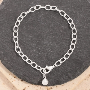 Élégant bracelet à maillons ovales en argent sterling S925 avec pendentif perle classique