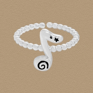 925 Sterling Silver Music Note Adjustable Ring Star Motif Open Finger Ring Minimalist Korean Style Jewelry Gift