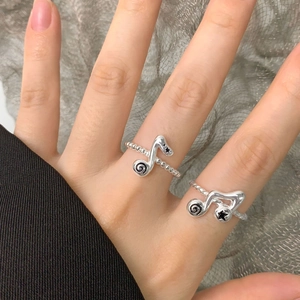 S925 sterling silver music note rings set featuring beaded and twisted bands for women