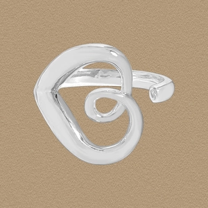 925 Sterling Silver Hollow Large Heart Open Ring For Women Minimalist Adjustable Spiral Line Heart Shaped Fashion Silver Jewelry