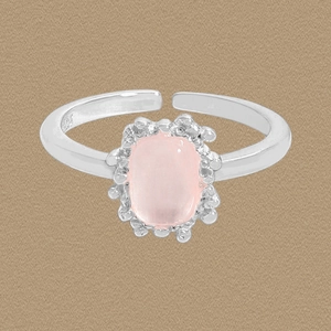 S925 Sterling Silver Pink Crystal Ring For Women Elegant Minimalist Adjustable Open Finger Ring Korean Ins Rose Quartz Jewelry