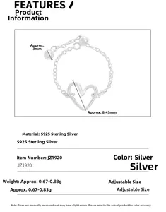 Detailed view of S925 sterling silver heart ring showing 8.43mm width and pull-chain size